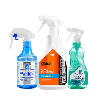 Set Soft99 per la cura di auto e occhiali, prodotti per la cura di auto e occhiali.