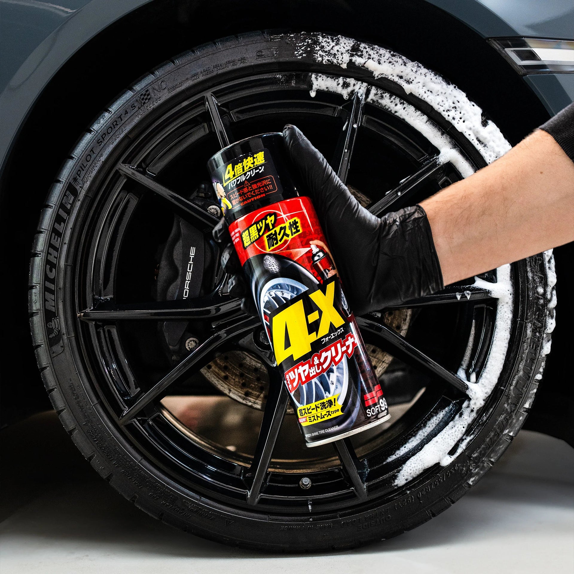 Detergente 4-X per pneumatici, lucidante per gomme, 470 ml